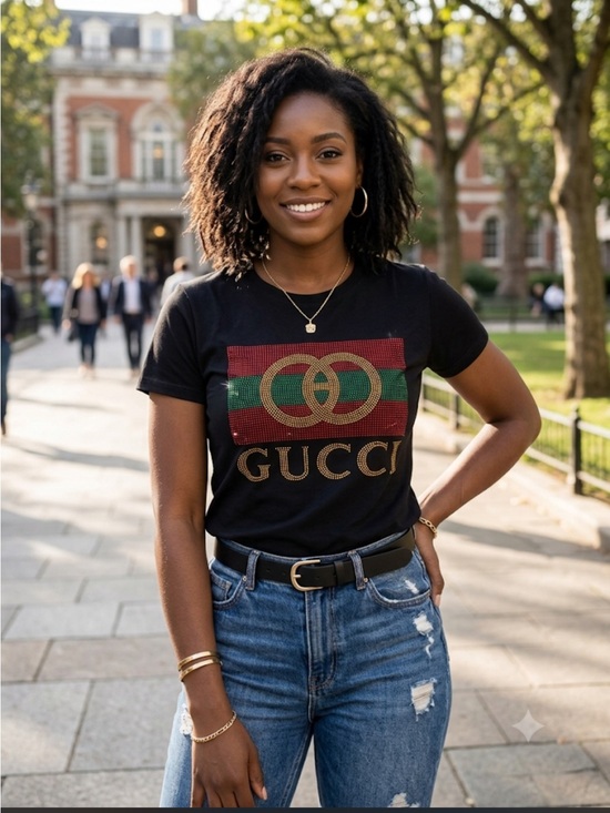 U.S brand Tops - Brand new stretchy Black Logo Graphic Tee - Black with Red & Green Accents